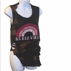 No bad vibes handmade tye dye tank with cu…